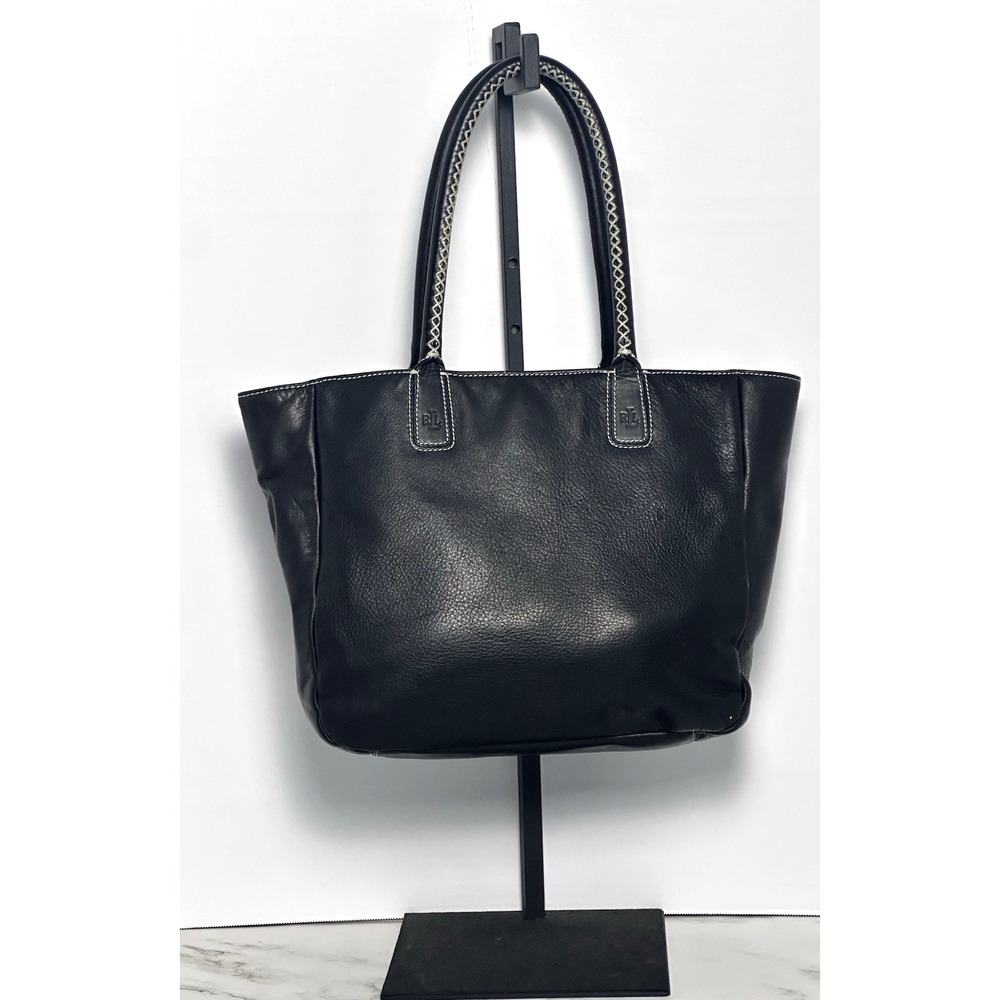 Ralph Lauren (LRL) Black Leather Tote Handbag - Picture 8 of 16